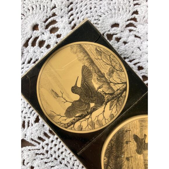 Vintage Barlow Game Bird Coasters: 1980s Wood Coaster Set - Picture 2 of 10